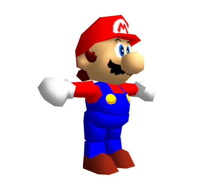 3D model of Mario from Super Mario 64, provided by the Model's Resource